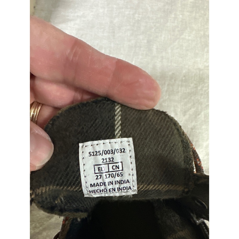 Zara Kids 10 Olive Green Suede Lace Up Side Zip Plaid Lined Boots EU 27 5125/003 - Picture 3 of 6